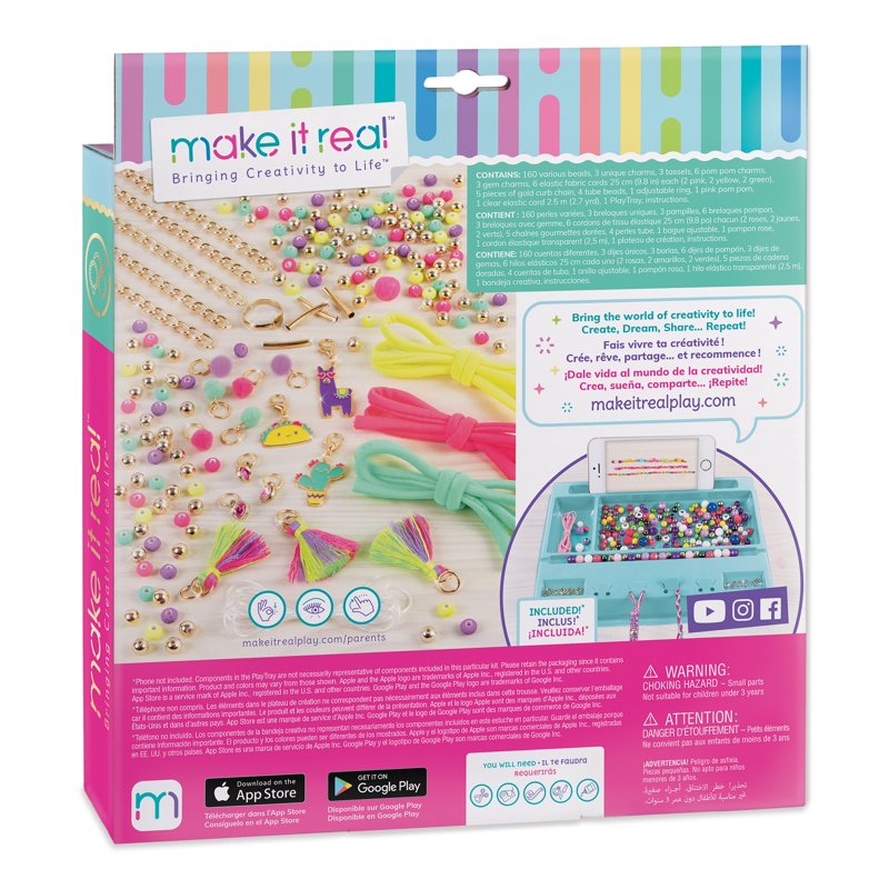 Neon Bead & Charm Jewelry Making Kit for Kids - Create Up to 10 Bracelets
