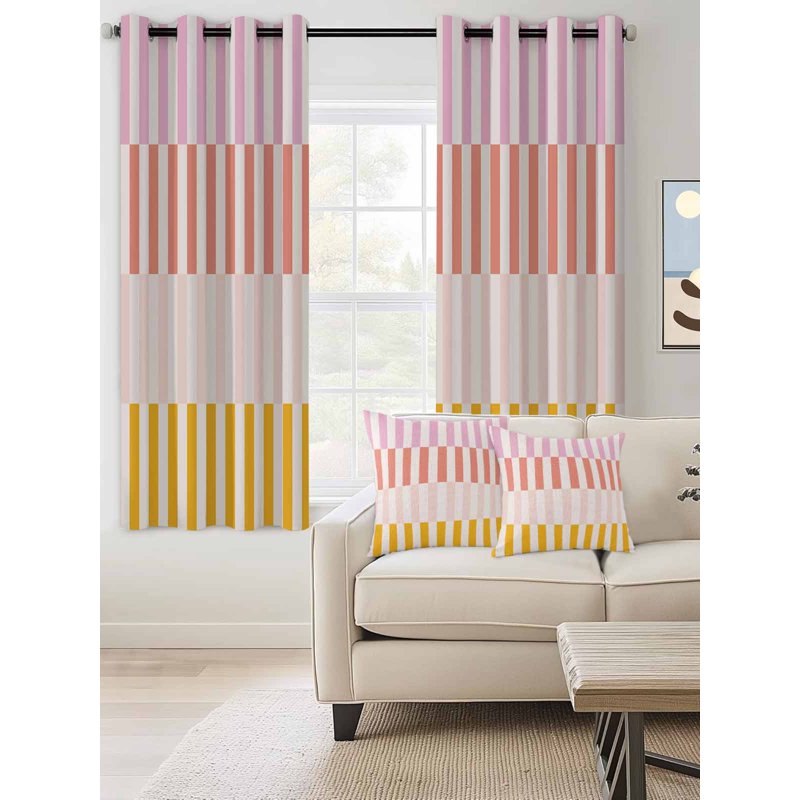 Colorful Stripe Blackout Curtains for Bedroom & Living Room - Thermal Insulated Drapes 52x63 Inches