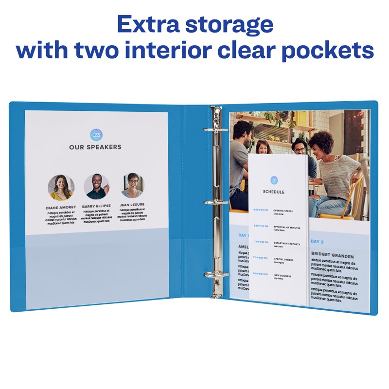 1-Inch Durable Slant Ring Binder - Blue, 220 Sheets