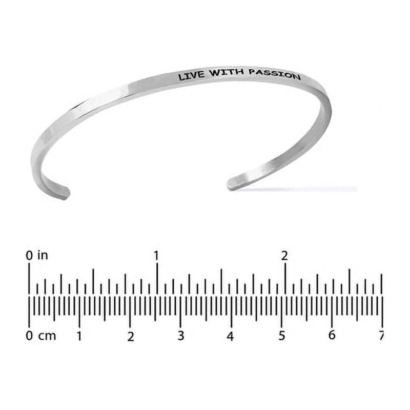 Stainless Steel Saying Bracelet for Women - Live with Passion & More