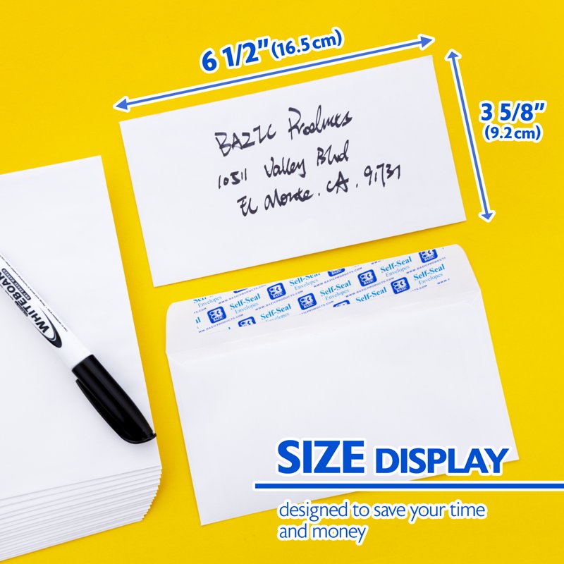 Self Seal White Envelopes 3 5/8 x 6 1/2 Inch 65-Count Mailing Envelopes