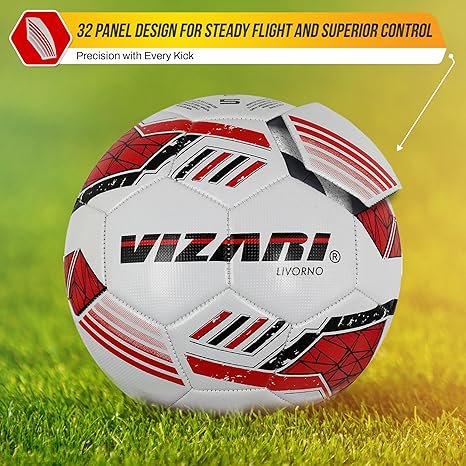 Vizari Livorno Soccer Ball 3 White - Durable TPU, Sizes 3-5, For Training & Matches