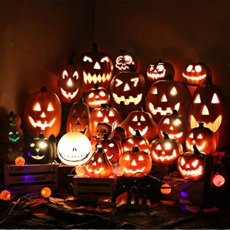 Halloween LED Pumpkin Lantern Light Up Jack O Lantern Decor Indoor Outdoor