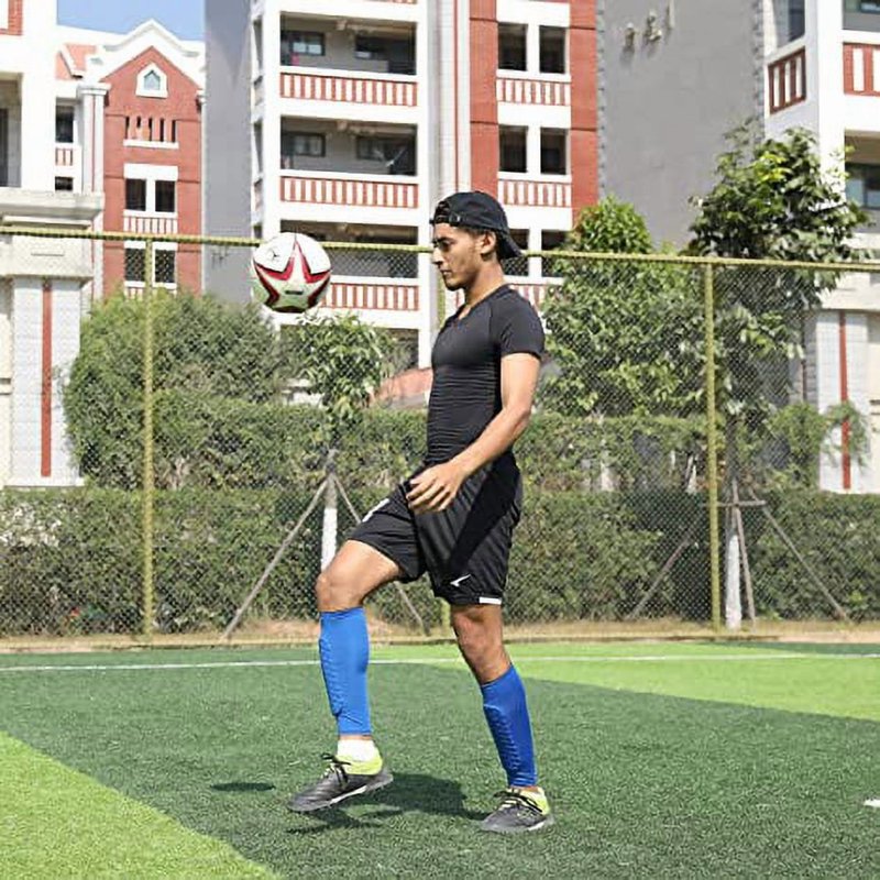 Blue Soccer Shin Guards with Honeycomb Pads – Youth & Adult Calf Support