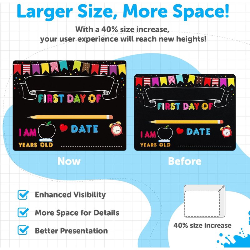 Reusable Double-Sided First Day and Last Day of School Chalkboard Sign - 11x14 Inches for Preschool & Kindergarten Photo Prop