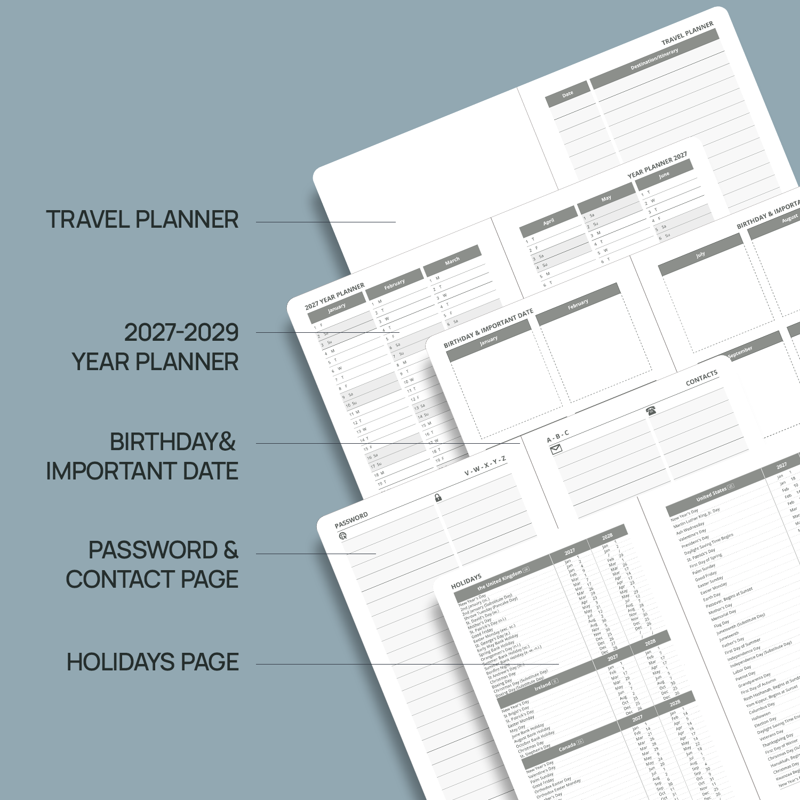Monthly Planner 2027-2028 Pocket Calendar Book - 2-Year Slim Leather Organizer