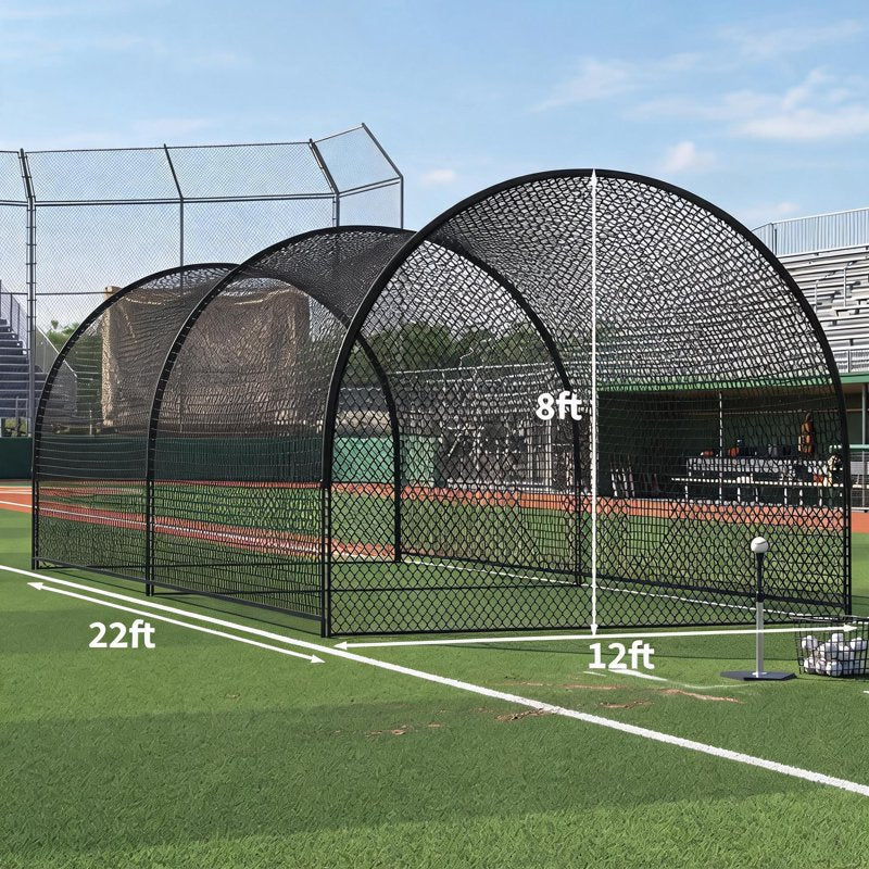 22ft Baseball Batting Cage with Frame and Net for Hitting and Practice