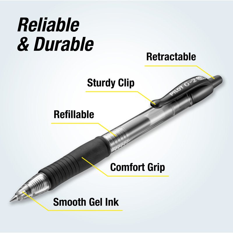 Premium Retractable Gel Pen Set - Ultra Fine Point, Black & Blue Ink