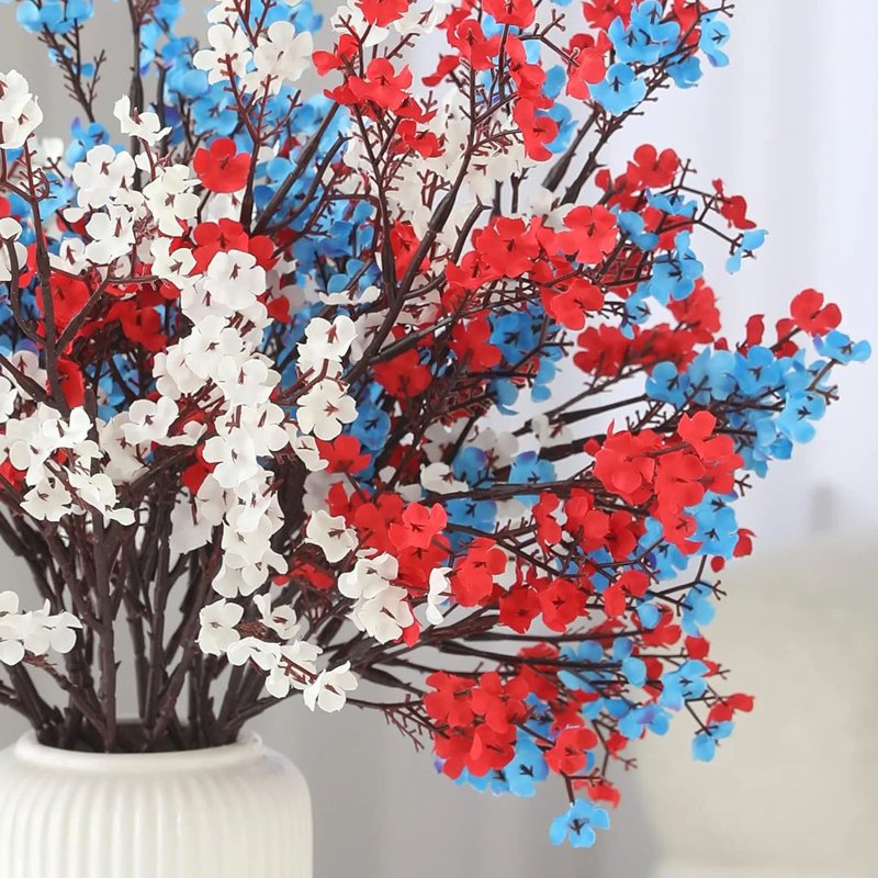 Patriotic Artificial Flowers for 4th of July Home Decor Floral Centerpiece