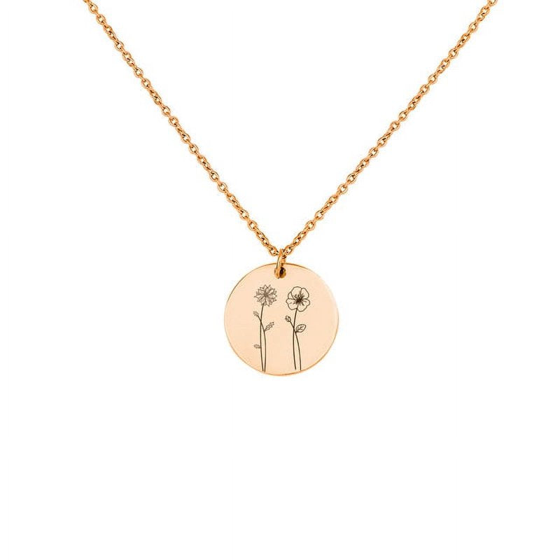 Personalized Birth Flower Necklace - Custom Family Gift for Mom, Silver, Gold, Rose Gold