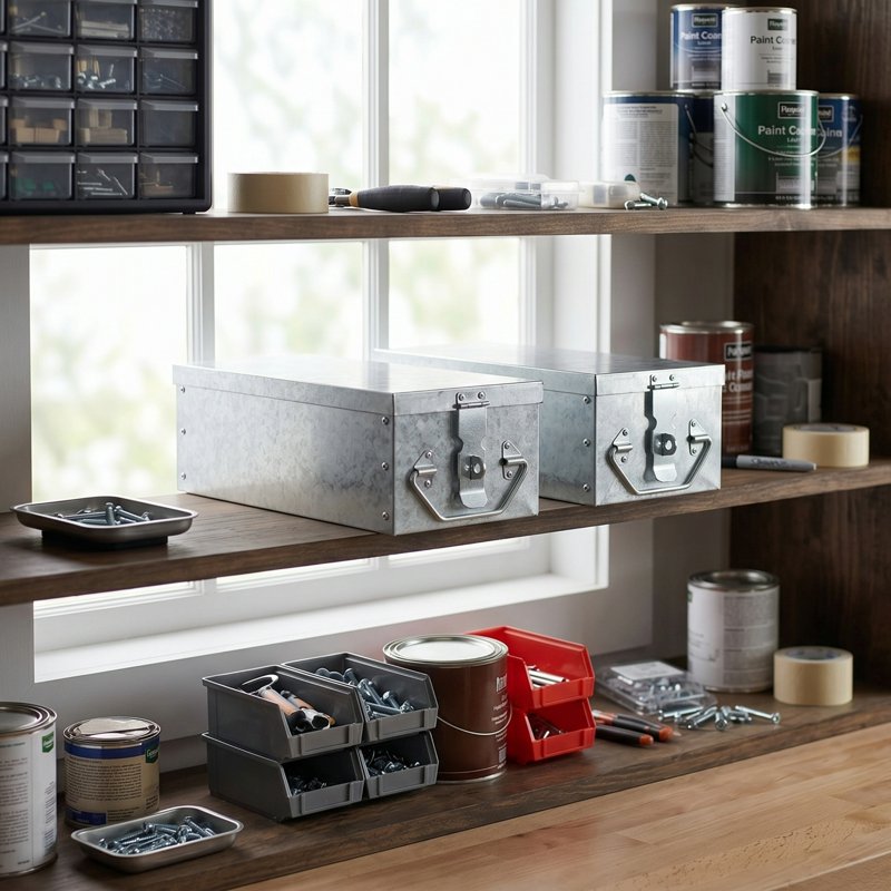 Metal Lock Box with Handle - Secure Storage Chest for Valuables & Jewelry