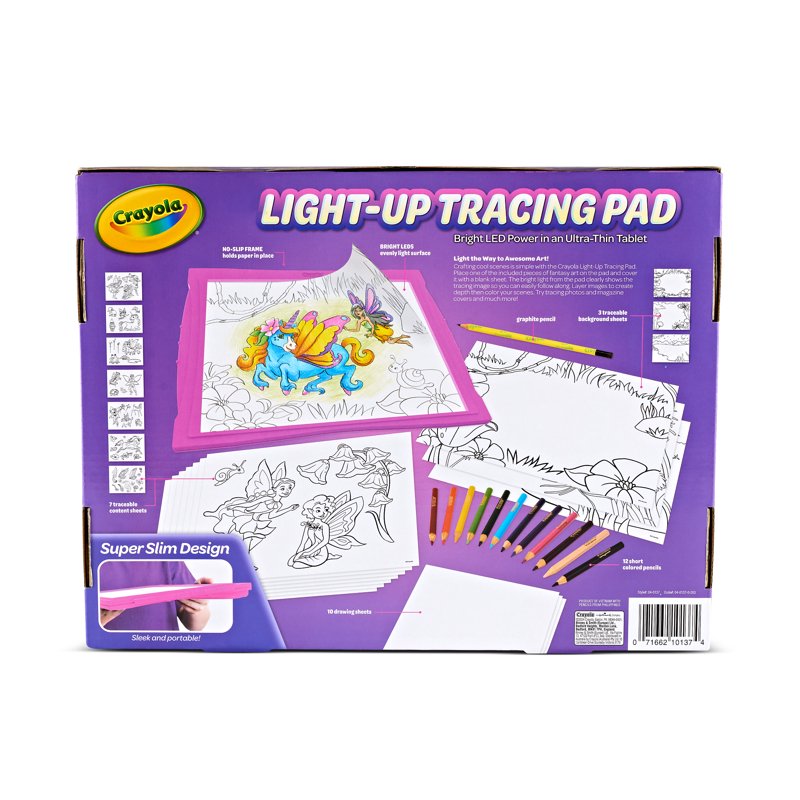 Light-Up Tracing Pad for Kids & Artists - Pink Art & Craft Toy with Colored Pencils, Drawing Sheets