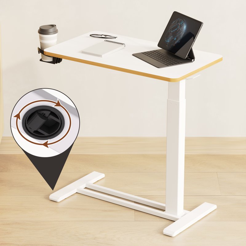 Adjustable Overbed Bedside Table with Wheels – Portable Laptop & Snack Tray
