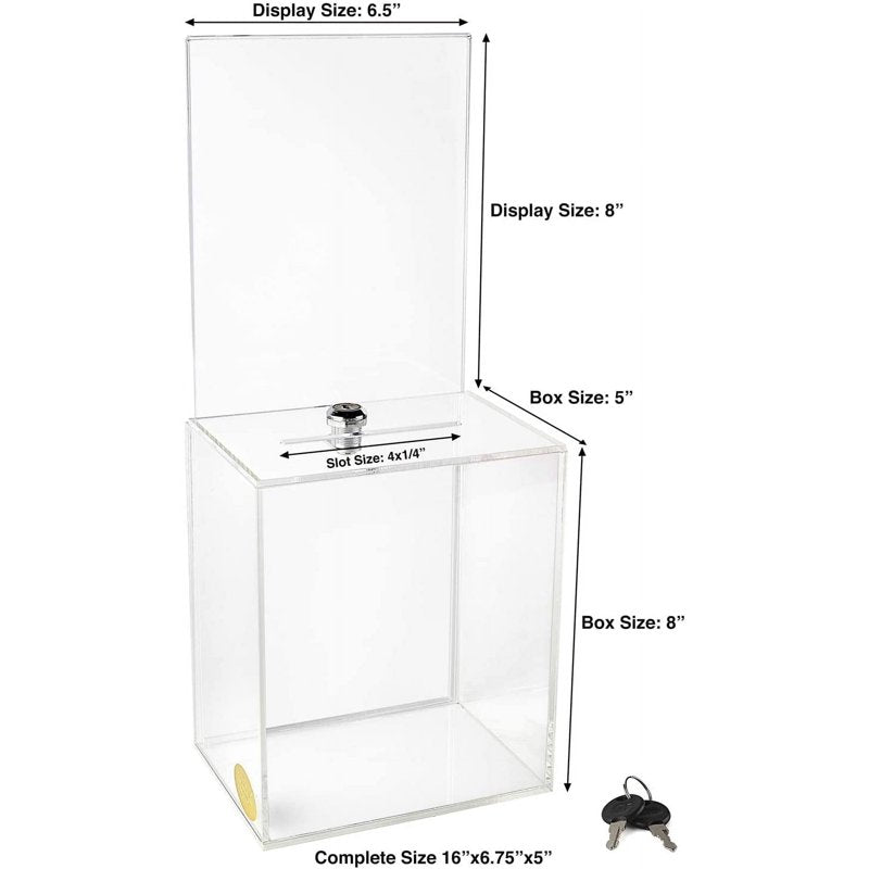 Large Acrylic Donation & Ballot Box Set - Suggestion & Tip Boxes for Fundraising