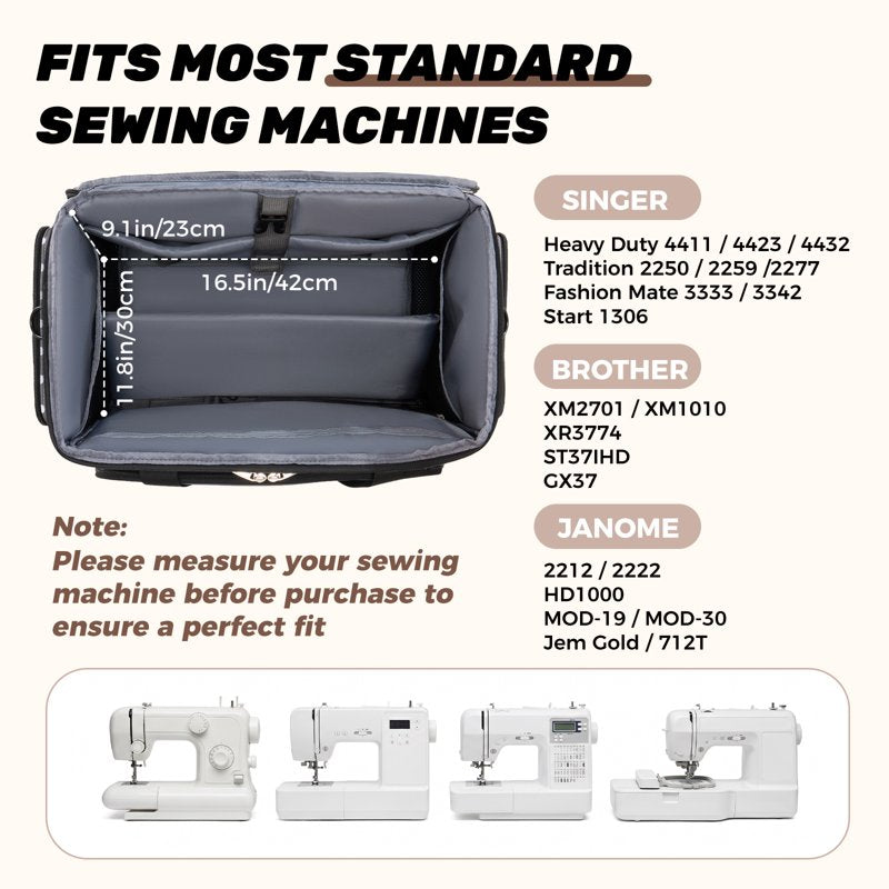 Rolling Sewing Machine Carrying Case Organizer with Removable Bottom Pad