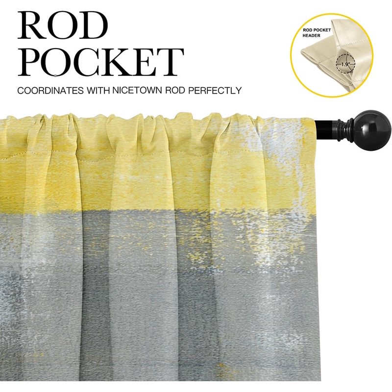 Modern Abstract Window Valances 2 Pack - Blackout Curtains for Living Room and Kitchen