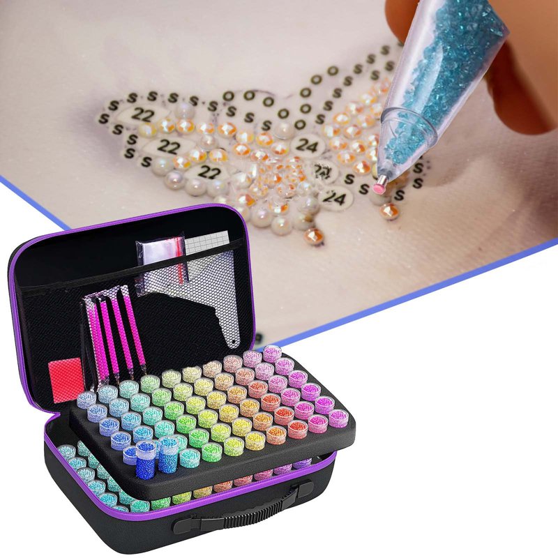 Diamond Art Storage Box with 120 Slots Portable Bead Organizer for Crafts
