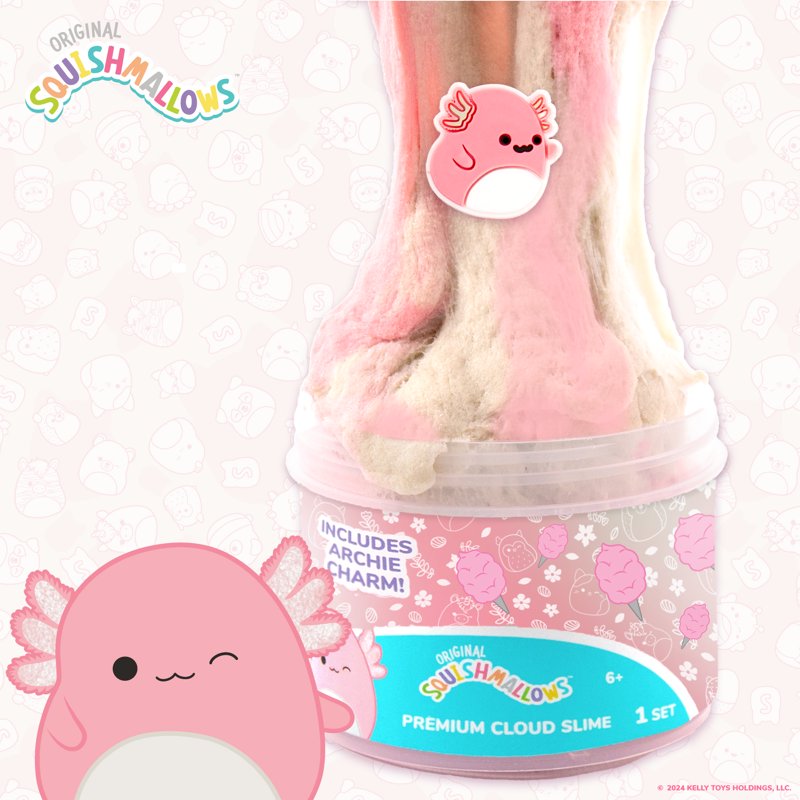 Squishmallows Cloud Slime Set - Assorted Fluffy Scented Jars with Charms
