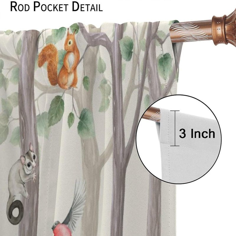 Kids Cartoon Forest Animal Curtains Set - Insulated Window Drapes for Nursery & Bedroom