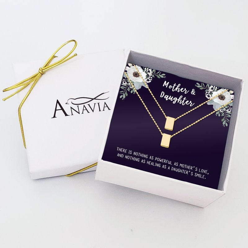 Matching Mom and Daughter Cube Necklace Set - Mother's Day Gift for Her, No Personalized Card
