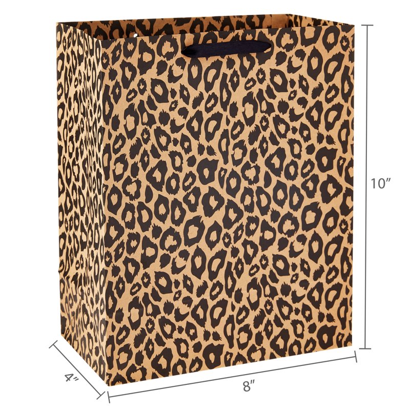 Large Brown Leopard Gift Bags - 8x10 Inch, Set of 7 for Crafts & Events