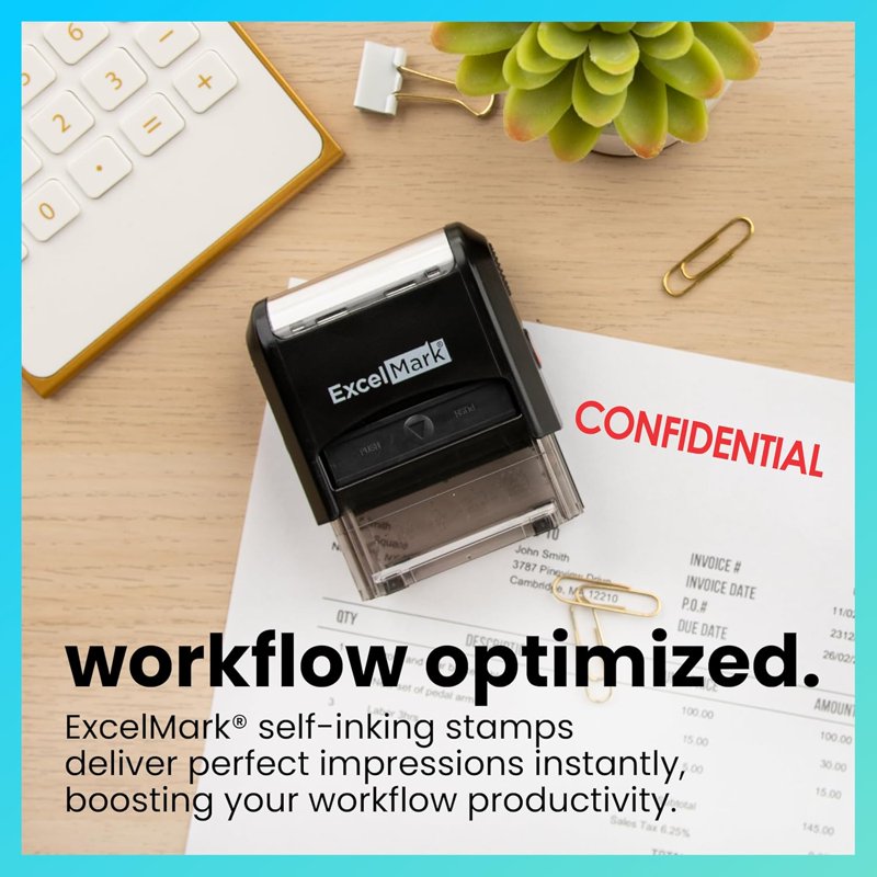 Confidential Self-Inking Rubber Stamp with Reversible Red Ink Pad