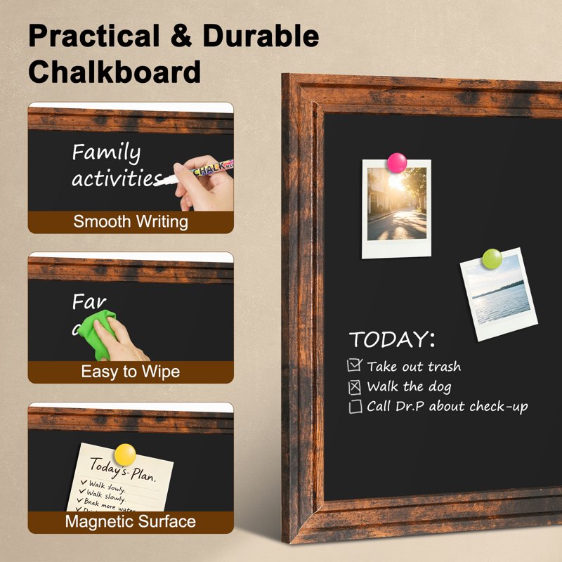Large Magnetic Chalkboard Wall Sign - Rustic Blackboard for Kitchen, Office, Restaurant & Home Decor, 24x18 Inches