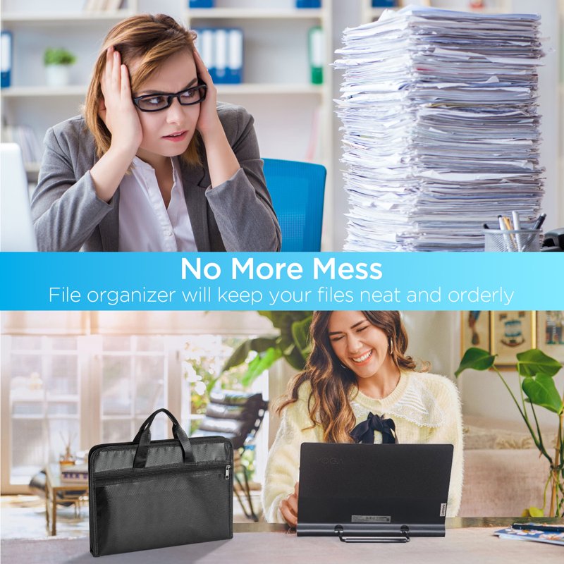 Fireproof Accordion File Organizer with 13 Pockets and Handle - A4 Document Storage