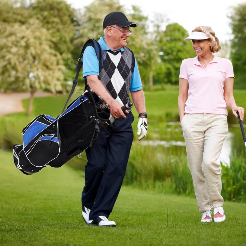 Costway Golf Stand Bag - 6-Way Dividers, 8 Pockets, Blue