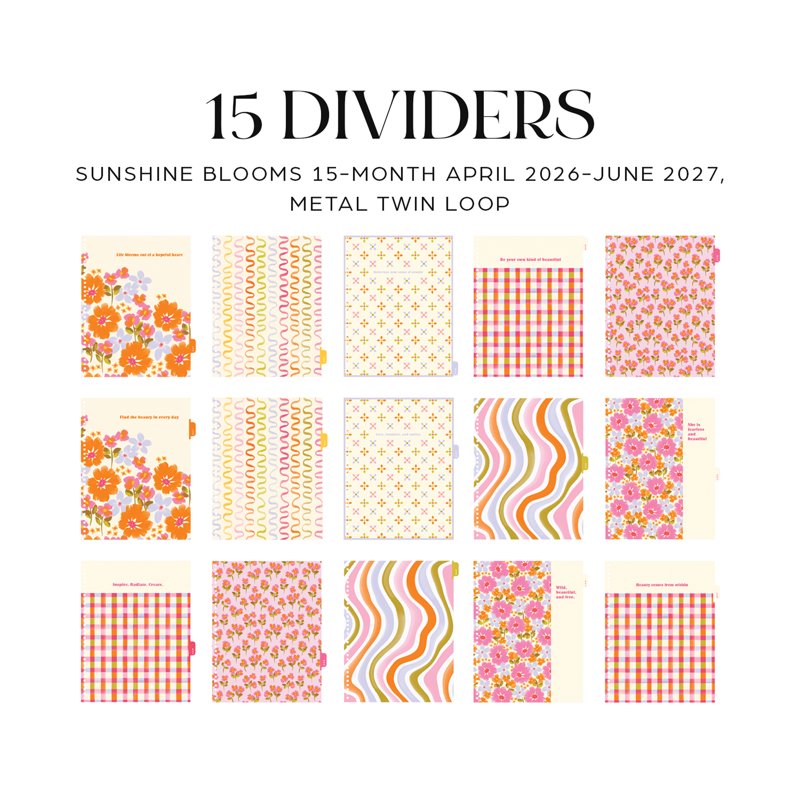 Big Monthly Weekly Planner 8.5x11 Sunshine Blooms 15-Month April 2026-June 2027