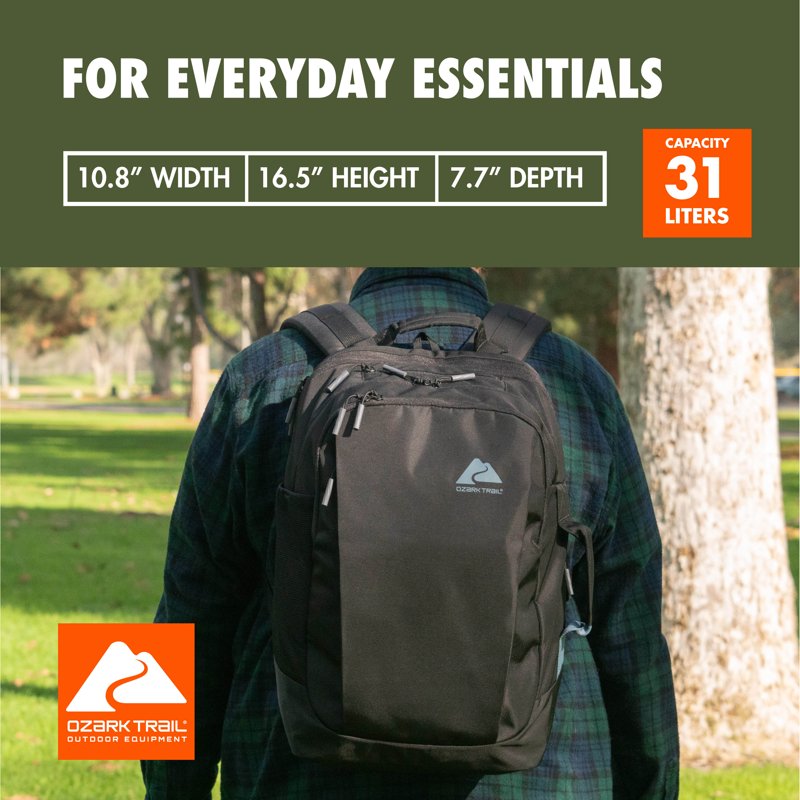 Travel Daypack Backpack 34L with Laptop Sleeve and Security Pocket