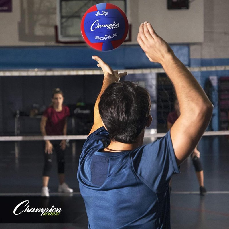Rhino Skin Soft Fabric Volleyball for Beginners - Red & Blue, 8.25 Inch