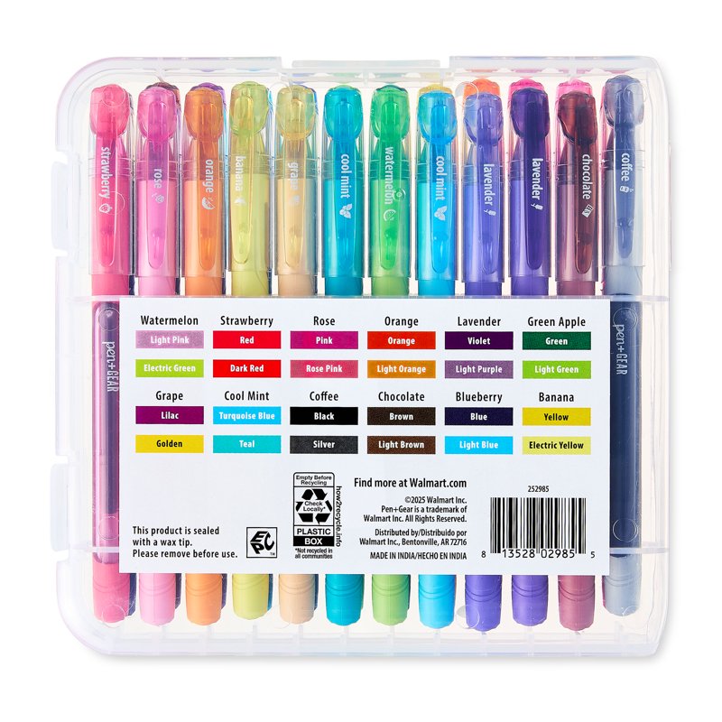 Scented Ballpoint Pens Set - 24 Assorted Ink & Fragrance, 1.0 mm Medium Point