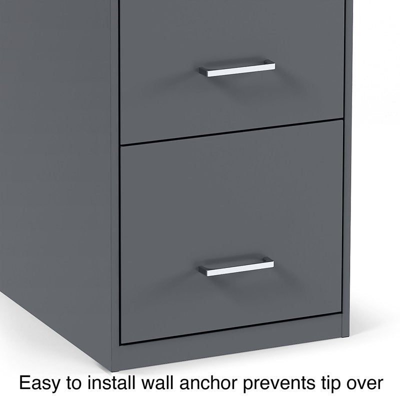 Vertical File Cabinet with 4 Lockable Drawers - Charcoal Finish, 18"D