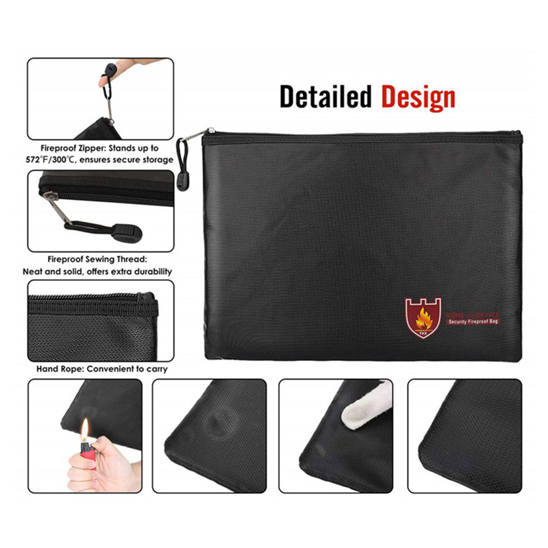 Fireproof Waterproof Document Envelope File Folder Cash Pouch Safe Bag - 2 Pack