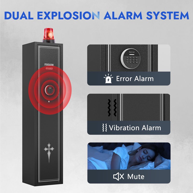 2-3 Gun Safe with Pistol Pockets, Digital Lock & Adjustable Shelves
