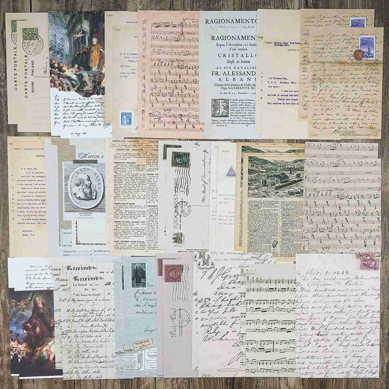 Vintage Scrapbook Paper & Sticker Ephemera Kit - 200 Pieces for Junk Journals & Mixed Media