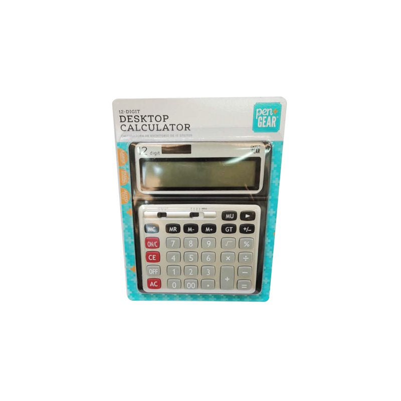12-Digit Desktop Calculator with Large Display, Dual Power for Office & School