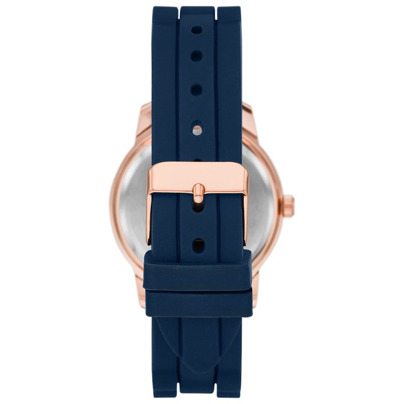 Women's Rose Gold & Blue Silicone Watch - Easy Read Dial, Sporty Style