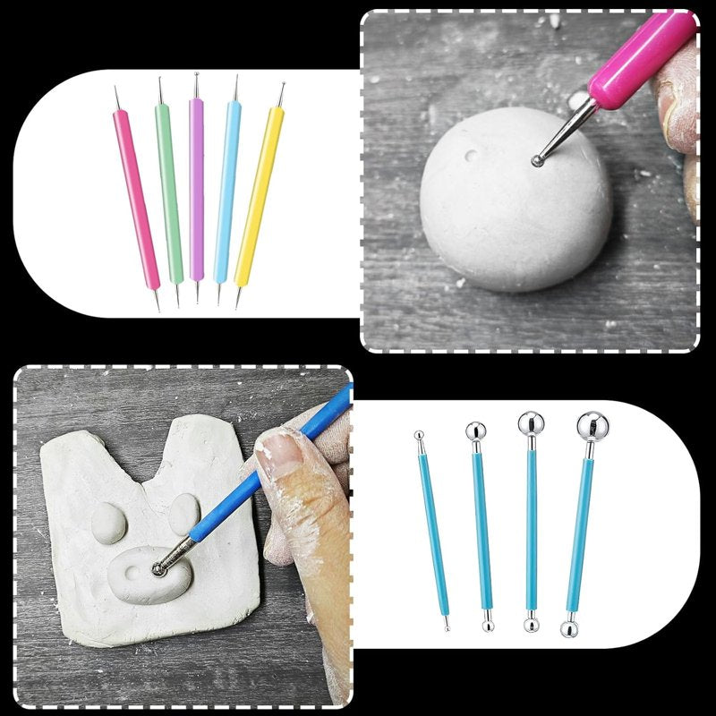 Air Dry Clay Glaze and Sculpting Tool Kit - Gloss Varnish and 29pcs Modeling Tools