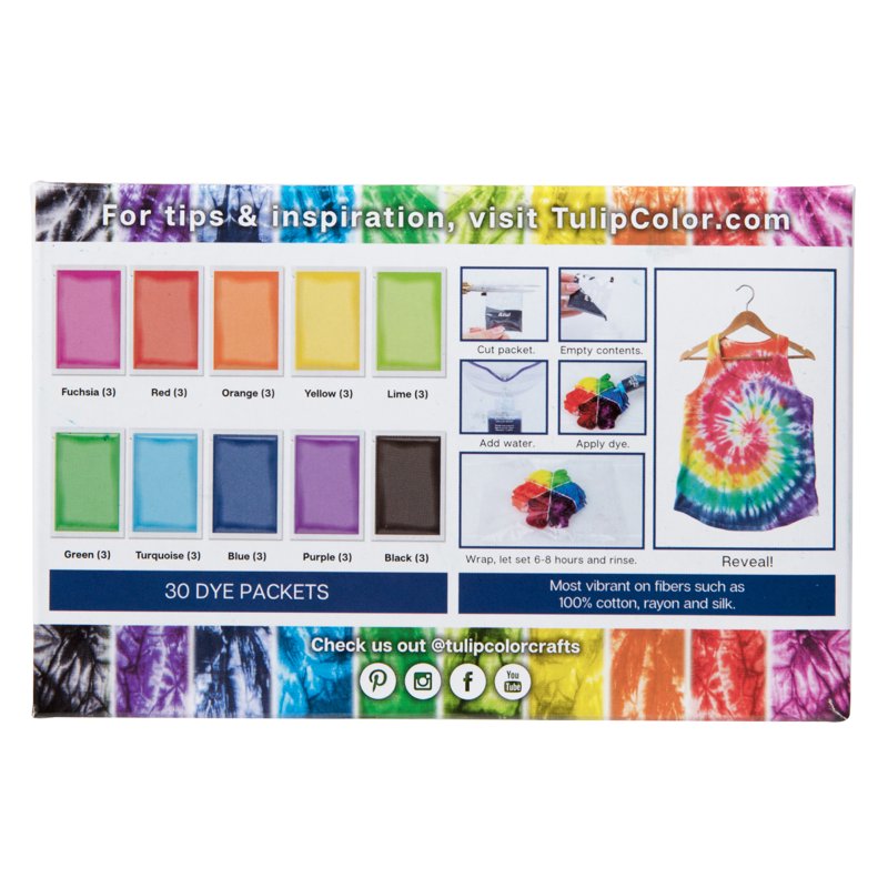 30-Pack Tie-Dye Refill Powder in Rainbow Colors for Fabric Art