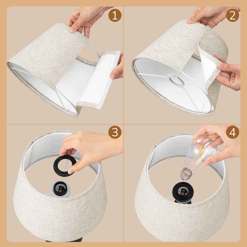 Modern Table Lamp for Living Room & Bedroom - Bedside Light with Linen Shade