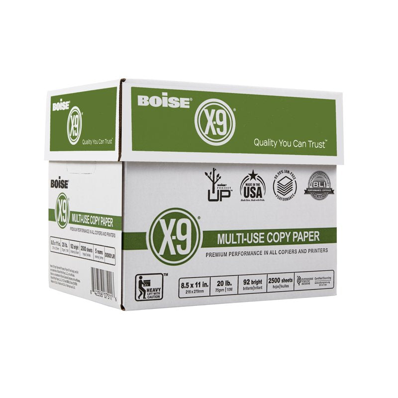 Boise X-9 Multi-Use Copy Paper 8.5 x 11 Inches, 92 Bright White, 20 lb, 5 Ream Carton