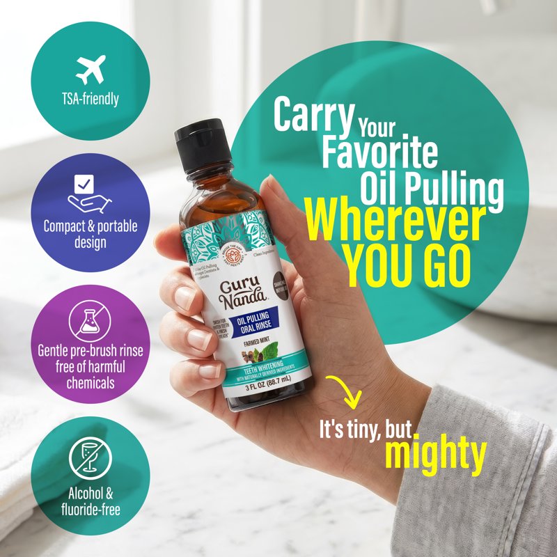 Multipack Mint Oil Pulling Mouthwash - Travel Size, Alcohol-Free & Fluoride-Free