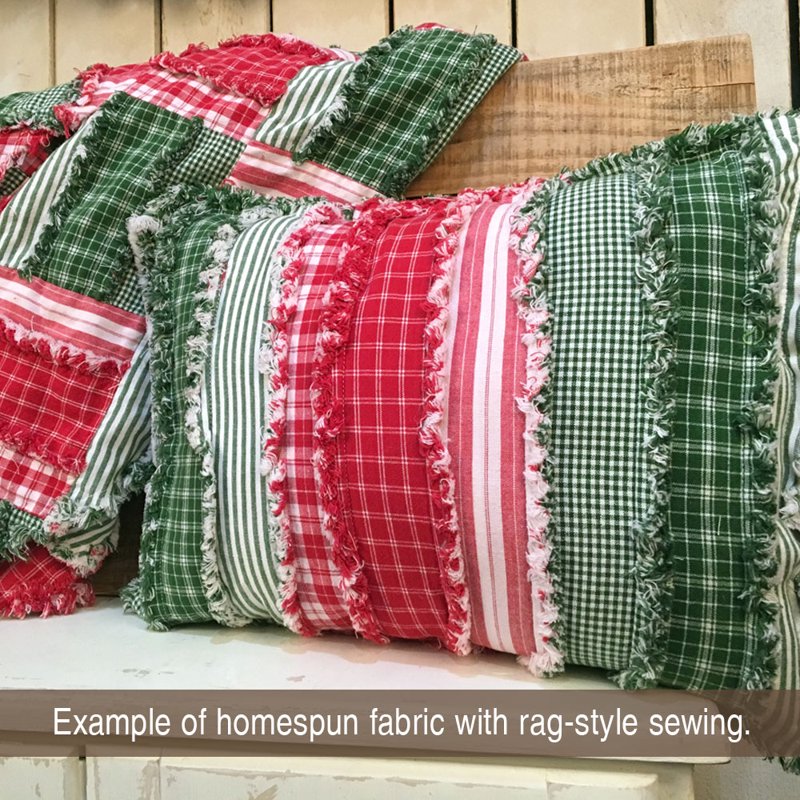 Cotton Homespun Fabric by the Yard - Green White Stripe for Quilting & Crafts