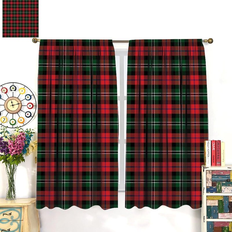 Holiday Christmas Window Curtains Set - Repeating Pattern Insulated Drapes for Living Room & Bedroom