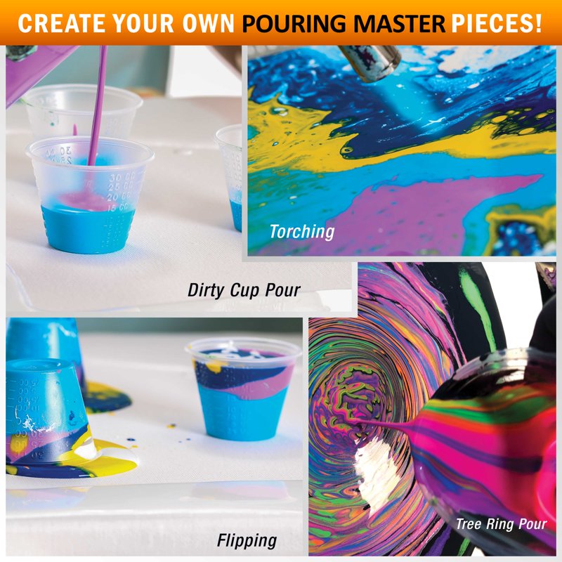 Acrylic Pouring Paint Set - Premium Ready to Pour Water-Based Colors for Art & Craft