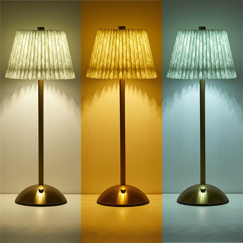 Rechargeable LED Table Lamp with Floral Shade - Touch Control, Portable Nightstand Light