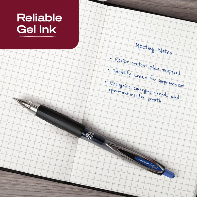Gel Pens 1.0mm Bold Point Retractable Ink, Blue, 12 Pack