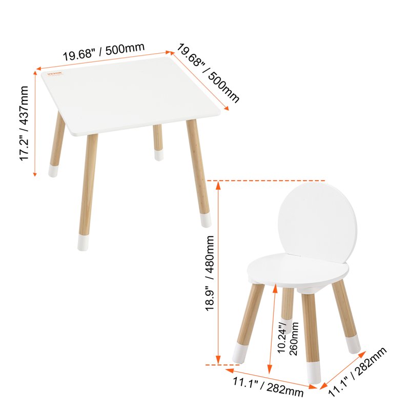 Kids Activity Table and Chair Set - Toddler Play Furniture with 2 Chairs, White & Character Variants